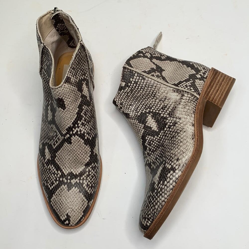Dolce Vita Women's Tavin Faux Snakeskin Zip Booties Ankle Boots S-044 Sz 8.5
